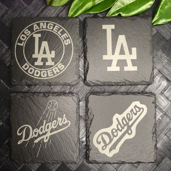 LA Dodgers Slate Coaster Set - Handcrafted Laser Engraved Drink Coasters MLB - Picture 8 of 8